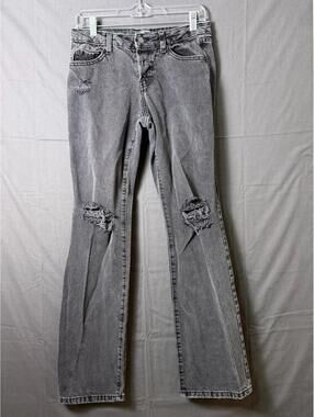 Wild Fable Women’s Size 4 Low-Rise Bootcut Jeans Grey Distressed Button Fly